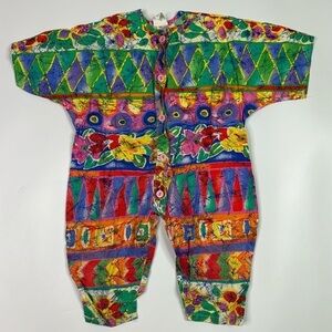 Vintage Child Craft Abstract Floral One Piece Romper Size 24 Months